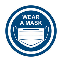 Round sign WEAR THE MASK. Medical infographics. Vector illustration.