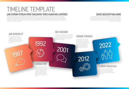 Vector Infographic Horizontal Timeline Layout with Square Bubbles