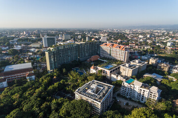 Chiang Mai City buildings in Thailand Aerial Drone Photo