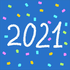 2021 for Merry Christmas and Happy New Year cards. Vector concept illustration for background, greeting card, website banner, social media, marketing