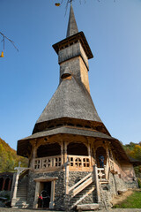 BARSAN, ROMANIA - OCTOBER 28, 2020: View of Barsana Wooden Monastery site in Maramures County, Romania.