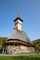 BARSAN, ROMANIA - OCTOBER 28, 2020: View of Barsana Wooden Monastery site in Maramures County, Romania.