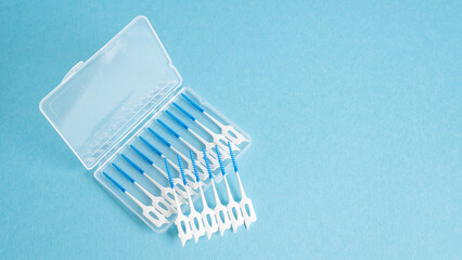 Home dental cleaning kit. Small brash for dental hygiene. Dental care. Teeth cleaning tool. Interdental brush