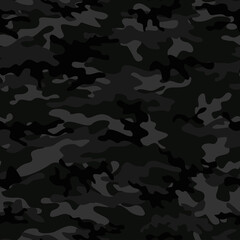 
Black camouflage vector night background for printing clothes, fabric.