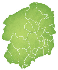 境界線のある栃木県の地図