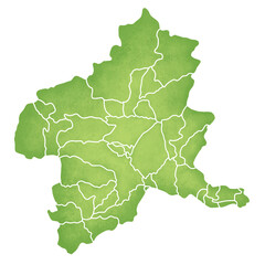 Obraz premium 境界線のある群馬県の地図