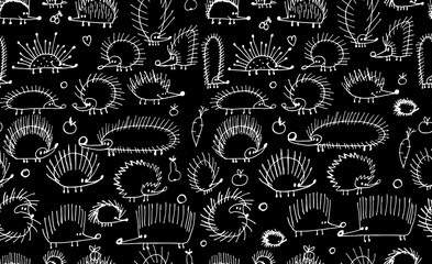 Funny hedgehogs, seamless pattern for your design