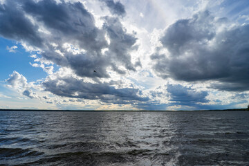 Lake Bolshie Shvakshty near Naroch in Republic of Belarus