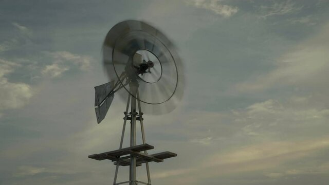 Farm windmill in Utah, low angle