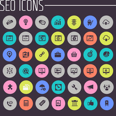 Trendy flat design big SEO icons set