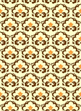 Seamless vector pattern with tatar ornament. Eastern stylish abstract background. Colorful flat oriental texture for wrapping