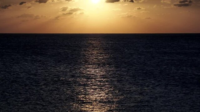 Okinawa,Japan-October 27, 2020: Sunbeam on Beautiful sunset at 17END of Shimojishima island, Okinawa

