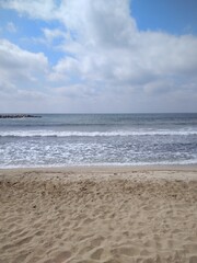 Beautiful landscape of the Mediterranean Sea in summer in Haifa in Israel.