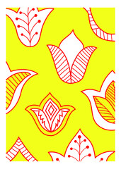 Seamless vector pattern with tatar ornament. Eastern stylish abstract background. Colorful flat oriental texture for wrapping