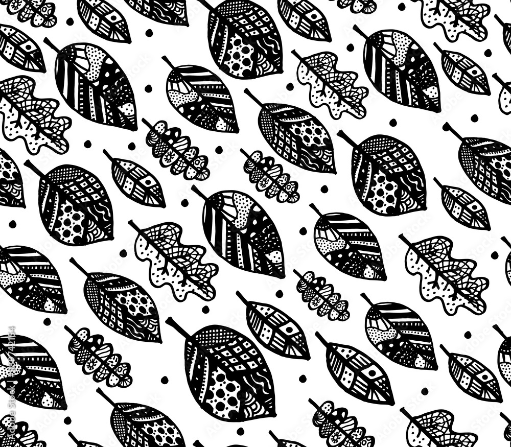 Poster Autumn leaf, seamless pattern for your design