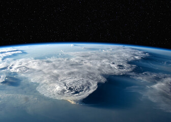 Thunderstorms over the South China Sea from the International Space Station (ISS). Elements of this...