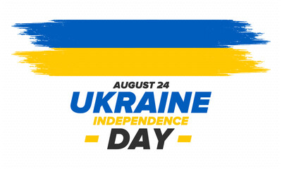 Independence Day in Ukraine. National happy holiday, celebrated annual in August 24. Ukrainian flag. Blue and yellow. Patriotic elements. Poster, card, banner and background. Vector illustration