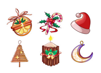 Set of different New Year's elements