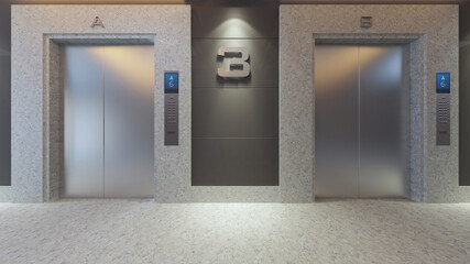 modern metal elevator design concept 3D rendering © creo2