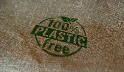 Fototapeta na wymiar Plastic free 100% stamp and stamping