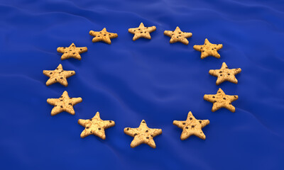 EU Privacy Directive Star Cookies GDPR flag - obrazy, fototapety, plakaty