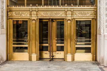 Brass doors on a building in Chicago Illinois.