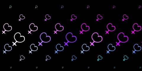 Dark Pink, Blue vector texture with women's rights symbols.