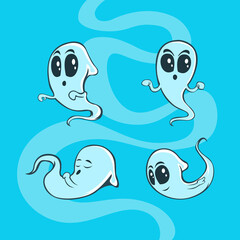 Cute ghost characters collection