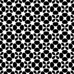 Black, white pattern, geometric wallpaper , seamless texture with flat floral ornament, decorative illustration with simple elemets