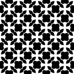 Black, white pattern, geometric wallpaper , seamless texture with flat floral ornament, decorative illustration with simple elemets