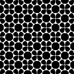 Black, white pattern, geometric wallpaper , seamless texture with flat floral ornament, decorative illustration with simple elemets