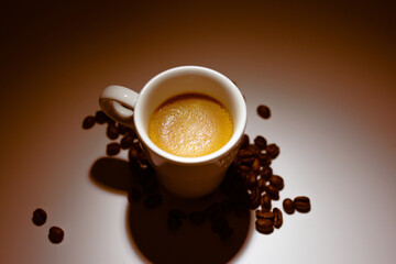 coffee cup on brown background