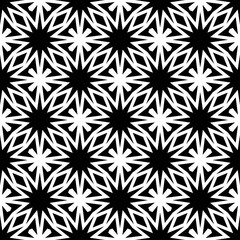 Black, white pattern, geometric wallpaper , seamless texture with flat floral ornament, decorative illustration with simple elemets