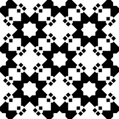 Black, white pattern, geometric wallpaper , seamless texture with flat floral ornament, decorative illustration with simple elemets