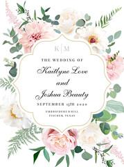 Elegant wedding card with summer flowers
