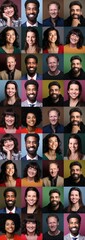 Obraz premium Group of people in front of a colored background