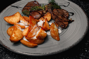 grilled pork chop with vegetables