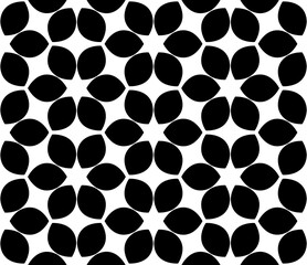 Black, white pattern, geometric wallpaper , seamless texture with flat floral ornament, decorative illustration with simple elemets