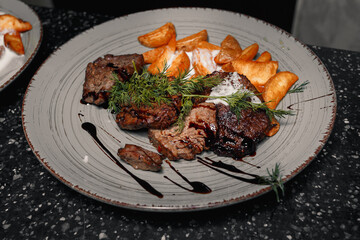 grilled meat with vegetables