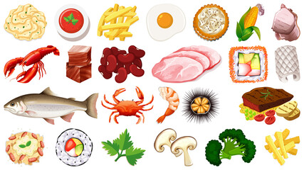 Set of fresh food ingredients