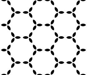 Black, white floral pattern, geometric wallpaper , seamless texture with flat ornament, decorative illustration with simple elemets