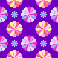 Fototapeta premium seamless pattern, stylized flowers on a lilac background