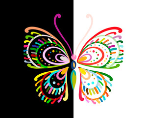 Obraz na płótnie Canvas Ornate colorful butterfly for your design