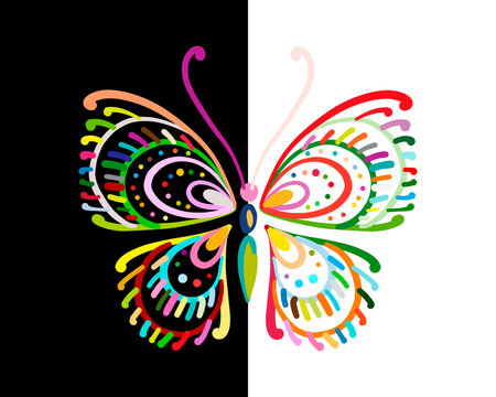 Ornate colorful butterfly for your design