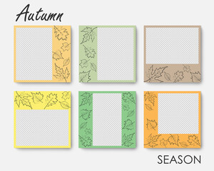 Social media editable post banner with autumn falling leaves theme. Web banners for social media. Clear and simple design, vector illustration.	