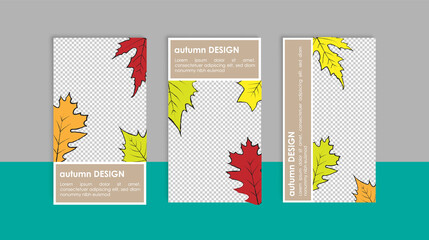 Social media editable post banner with autumn falling leaves theme. Web banners for social media. Clear and simple design, vector illustration.	