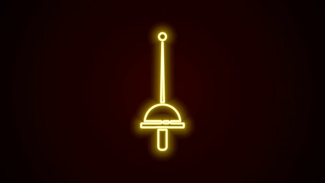 Glowing neon line Fencing icon isolated on black background. Sport equipment. 4K Video motion graphic animation