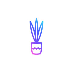Houseplant vector icon in bright color gradient. Mother-in-law's tongue in a flowerpot. Line art
