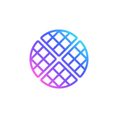 Belgian waffle vector icon in bright color gradient. Outlined waffle isolated on white background. Line art