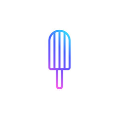 A cute popsicle ice cream vector icon in bright color gradient. Outlined eskimo popsicle. Line art